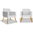 Ver imagem 1 de Kit 2 Poltrona Cadeira Beatriz Recepção Escritório Suede Branco - ADJ Decor
