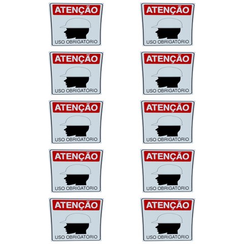 Kit Combo 10 Placa Sinalização Obrigatorio Capacete Seguranç