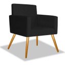 Ver imagem 2 de Kit 2 Poltrona Cadeira Beatriz Recepção Escritório Corino Preto - ADJ Decor