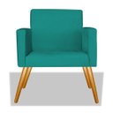 Ver imagem 2 de Poltrona Cadeira Beatriz Sala de Estar Recepção Escritório Corino Azul Turquesa - ADJ Decor