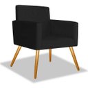 Ver imagem 2 de Kit 2 Poltrona Cadeira Beatriz Recepção Escritório Suede Preto - Adj Decor