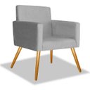 Ver imagem 2 de Kit 2 Poltrona Cadeira Beatriz Recepção Escritório Corino Cinza - Adj Decor