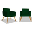 Ver imagem 1 de Kit 2 Poltrona Cadeira Beatriz Recepção Escritório Corino Verde Musgo - Adj Decor
