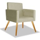 Ver imagem 2 de Kit 2 Poltrona Cadeira Beatriz Recepção Escritório Corino Bege - Adj Decor