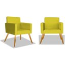 Ver imagem 1 de Kit 2 Poltrona Cadeira Beatriz Recepção Escritório Corino Amarelo - ADJ Decor