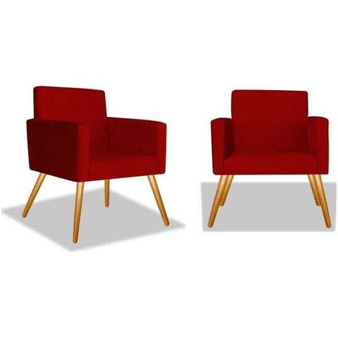 Kit 2 Poltrona Cadeira Beatriz Recepção Escritório Suede Vermelho - Adj Decor