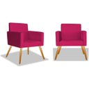 Ver imagem 1 de Kit 2 Poltrona Cadeira Beatriz Recepção Escritório Suede Rosa Pink - Adj Decor