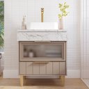 Ver imagem 1 de Gabinete para Banheiro 70cm com 1 Porta 1 Gaveta e Cuba de Sobrepor Bariloche Marrom/Cappuccino