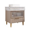 Ver imagem 2 de Gabinete para Banheiro 70cm com 1 Porta 1 Gaveta e Cuba de Sobrepor Bariloche Marrom/Cappuccino