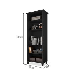 Estante Livreiro Multiuso Library 4 Prateleiras Ideal para Sala de Estar e Quarto - Preto - 3