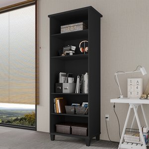 Estante Livreiro Multiuso Library 4 Prateleiras Ideal para Sala de Estar e Quarto - Preto