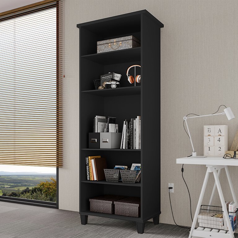 Estante Livreiro Multiuso Library 4 Prateleiras Ideal para Sala de Estar e Quarto - Preto Estante Livreiro Multiuso Library 4 Prateleiras Ideal para Sala de Estar e Quarto - Preto