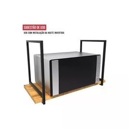 Prateleira Industrial Suspensa Design Moderno Suporte Ferro e Madeira para Micro-ondas - 4