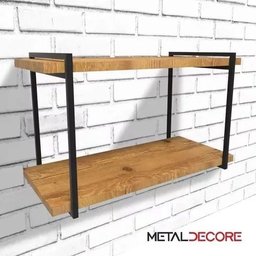 Prateleira Industrial Suspensa Design Moderno Suporte Ferro e Madeira para Micro-ondas - 2
