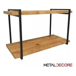 Prateleira Industrial Suspensa Design Moderno Suporte Ferro e Madeira para Micro-ondas - 3