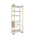Ver imagem 2 de Closet Solteiro Estilo Industrial Loft 1 Módulo com Gaveta Branco Base Dourada