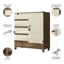 Ver imagem 3 de Cômoda Quarto 90cm 8 Gavetas 1 Porta Thales Jequitibá/Off S01 - Mpozenato