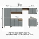 Ver imagem 4 de Armário de Cozinha Completa 293cm Rustic/Cinza Emilly Madesa 02
