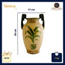 Ver imagem 2 de Ânfora em cerâmica Craquelê com pintura de um coqueiro de folhas verdes