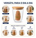 Ver imagem 3 de Kit 2 Potes de Vidro Nadir 750ml com Tampa de Bambu Decorado
