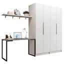 Ver imagem 2 de Conjunto Home Office 2 Armários Neo 1 Escrivaninha 2 Prateleiras Branco Madesa