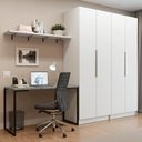 Ver imagem 1 de Conjunto Home Office 2 Armários Neo 1 Escrivaninha 2 Prateleiras Branco Madesa