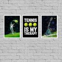 Ver imagem 1 de Kit 3 Quadros Tênnis Is My Therapy 33x24cm - com vidro:Madeira preta