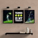Ver imagem 2 de Kit 3 Quadros Tênnis Is My Therapy 33x24cm - com vidro:Madeira preta
