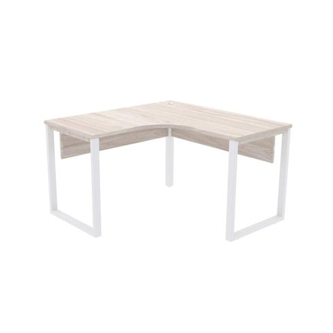 Mesa de Escritório em L Pé Tubular Pe25 em Mdp 155 x 155 x 60cm Nogueira Casablanca e Base