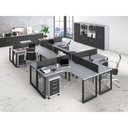Ver imagem 2 de Mesa de Escritório em L Pé Tubular Pe25 em Mdp 155 x 155 x 60cm Nogueira Casablanca e Base