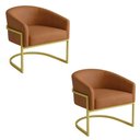 Ver imagem 2 de Poltrona Sala Decorativa Kit 2 Arielle Industrial Dourado Sintético Pu D03 - D’Rossi