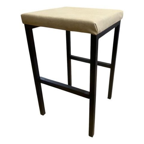 Banquinho Estilo Industrial Modelo Luxo com Assento Estofado Preto