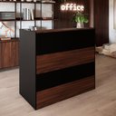 Ver imagem 1 de Balcão Atendimento Recepção Escritório 90 Cm X 110 Cm F5 Cor:louro Preto com Preto