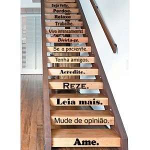 Adesivo Decorativo de para Escada ou Parede Frase Seja Feliz Amigos