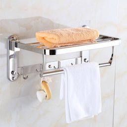 Toalheiro Varal Roupa Inox Dobravel Porta Toalha Prateleira Armazenamento Suporte Gancho Quarto - 8