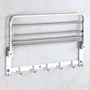 Ver imagem 2 de Toalheiro Varal Roupa Inox Dobravel Porta Toalha Prateleira Armazenamento Suporte Gancho Quarto