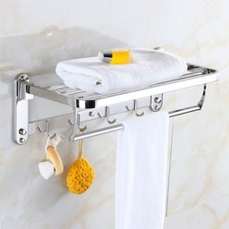 Toalheiro Varal Roupa Inox Dobravel Porta Toalha Prateleira Armazenamento Suporte Gancho Quarto - 4