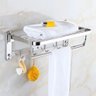 Toalheiro Varal Roupa Inox Dobravel Porta Toalha Prateleira Armazenamento Suporte Gancho Quarto - 4