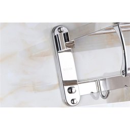 Toalheiro Varal Roupa Inox Dobravel Porta Toalha Prateleira Armazenamento Suporte Gancho Quarto - 7
