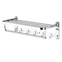 Ver imagem 1 de Toalheiro Varal Roupa Inox Dobravel Porta Toalha Prateleira Armazenamento Suporte Gancho Quarto