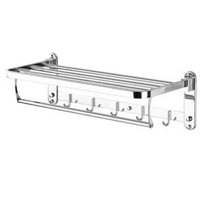 Toalheiro Varal Roupa Inox Dobravel Porta Toalha Prateleira Armazenamento Suporte Gancho Quarto