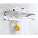 Ver imagem 3 de Toalheiro Varal Roupa Inox Dobravel Porta Toalha Prateleira Armazenamento Suporte Gancho Quarto