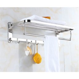 Toalheiro Varal Roupa Inox Dobravel Porta Toalha Prateleira Armazenamento Suporte Gancho Quarto - 3