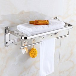 Toalheiro Varal Roupa Inox Dobravel Porta Toalha Prateleira Armazenamento Suporte Gancho Quarto - 5