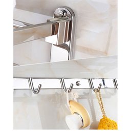 Toalheiro Varal Roupa Inox Dobravel Porta Toalha Prateleira Armazenamento Suporte Gancho Quarto - 6