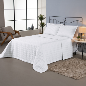 Kit Colcha Cobre Leito Matelado Casal King Size 3 Peças Dupla Face Soft Branco