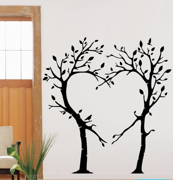 Adesivo Decorativo Árvore em formato de Coração Lindo para sala