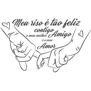 Adesivo Decorativo de Parede Frase Meu Riso É Tão Feliz Contigo