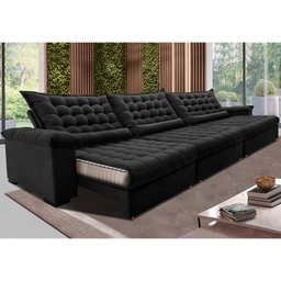 Sofá Retrátil e Reclinável 3,85m Molas Ensacadas Cama inBox Big Space com Bordado 3D Velusoft - 1
