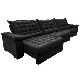 Sofá Retrátil e Reclinável 3,85m Molas Ensacadas Cama inBox Big Space com Bordado 3D Velusoft - 7
